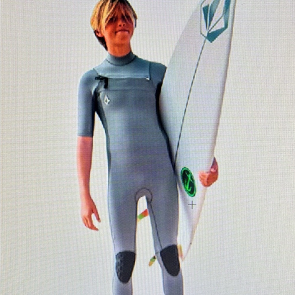 Volcom grey full suit wetsuit chest zip s/s modulator boy girl youth kids 12-14